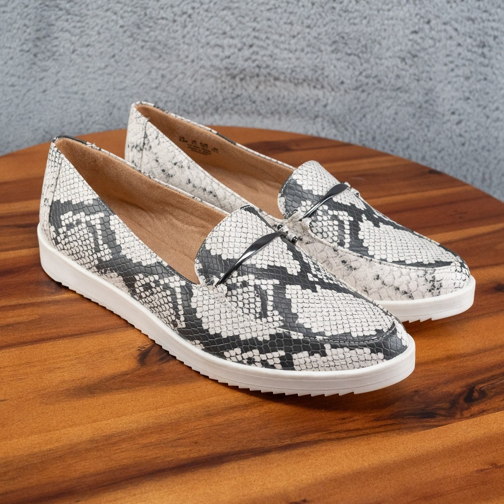 Naturalizer Ranger Black/White Snake Print Loafers 8.5 M